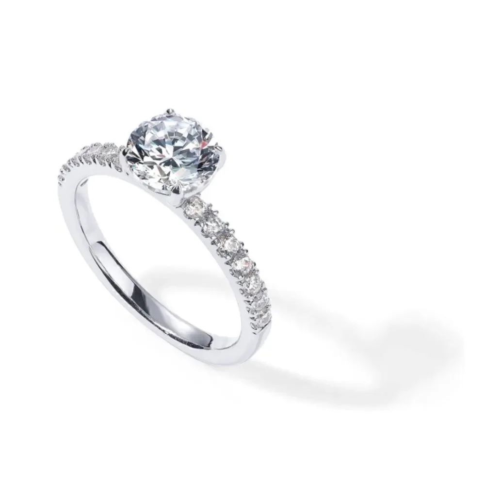 Silver Paved Round Engagement Ring - Picture 4 of 4